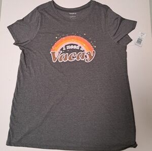 Torrid Everyday Tee Shirt Top Gray 'I Need a Vacay' Women's 1/1X  NWT